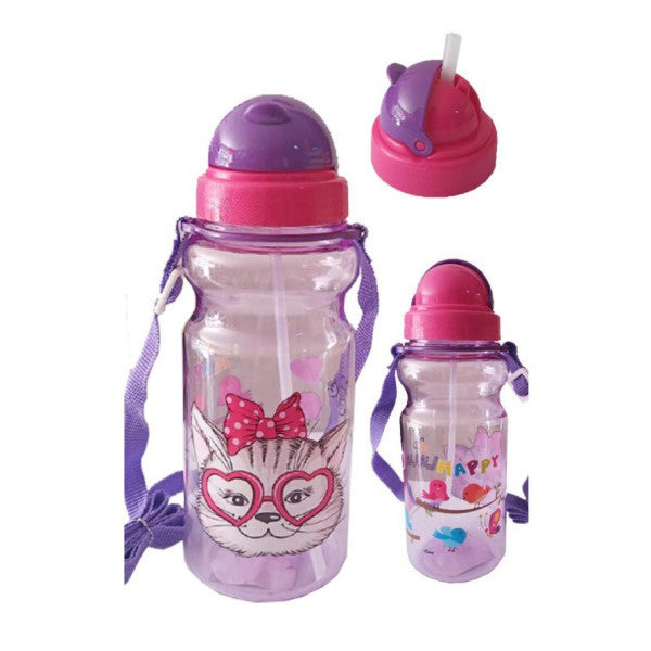 Girl's Water Bottle 500Ml Purple 1 Piece Little Happy Purple Water Bottle Plastic Water Bottle