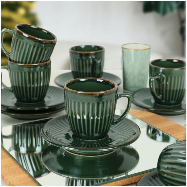 Keramika Zümrüt Line Coffee Cup Set 12 Pieces For 6 People