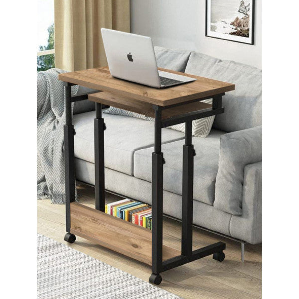 Laptop Stand And Study Desk With Height Adjustment And Keyboard - Atlantic Pine (With Wheels)