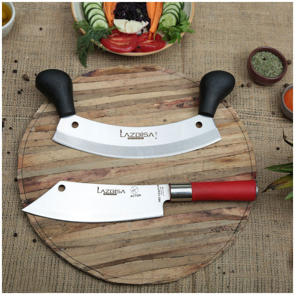 Lazbisa Kitchen Knife Set Meat Vegetable Pizza Minced Meat Armor Chef Knife Action