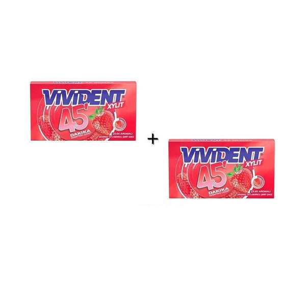 Vivident 45 Minutes Strawberry Flavored Sugar-Free-Sweetened Strip Gum 26G (2 Pieces)