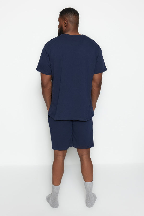 TRENDYOL MAN Men's Large Size Regular Fit Printed Comfortable Knitted Pajamas Set TMNSS23PT00013