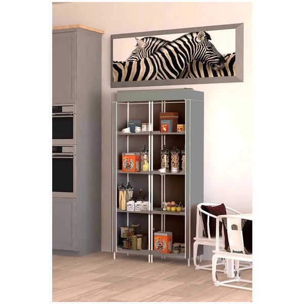 Cimrikese 8 Plastic Shelf Food Storage Pantry Cabinet Multi-Purpose Cabinet Gray