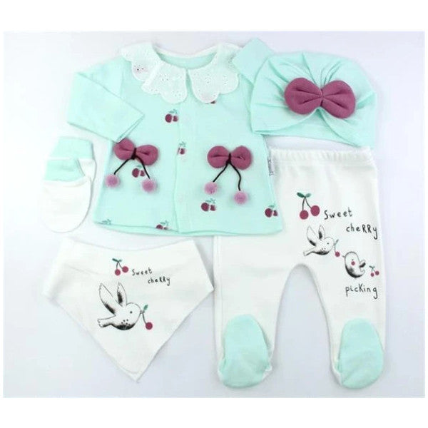 Kinder Baby Mini Cayzen Baby Girl Cotton Hospital Discharge Set 5-Piece Green 2011