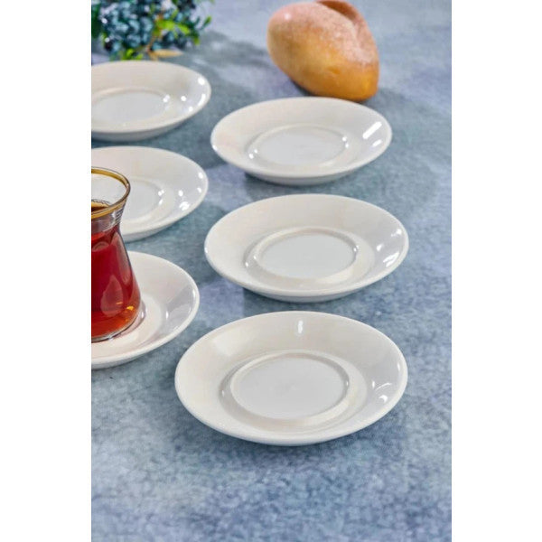 Cooker Special Alaçatı Plain Patternless Porcelain Tea Plate 6 Pieces Ckr4153