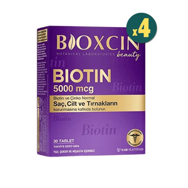 Bioxcin Biotin 5000 Mcg 30 Tablets 4 Pieces