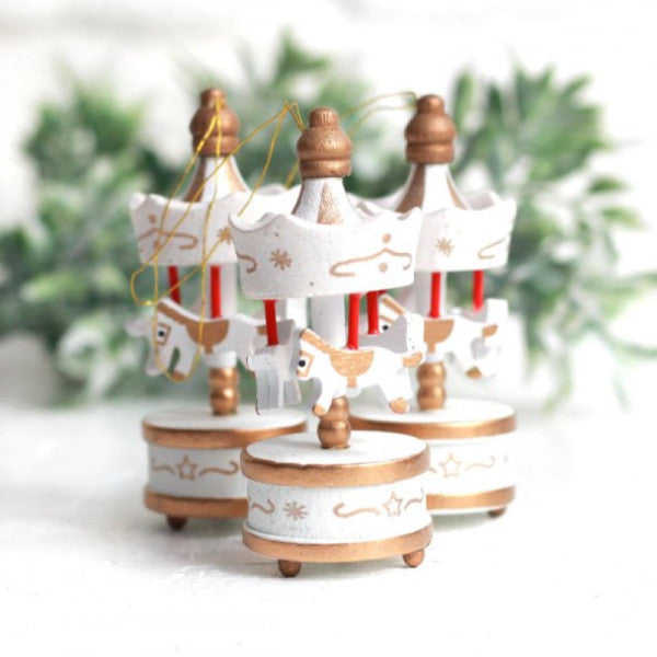 Christmas Ornament Carousel, 8.5 Cm White (3 Pieces)