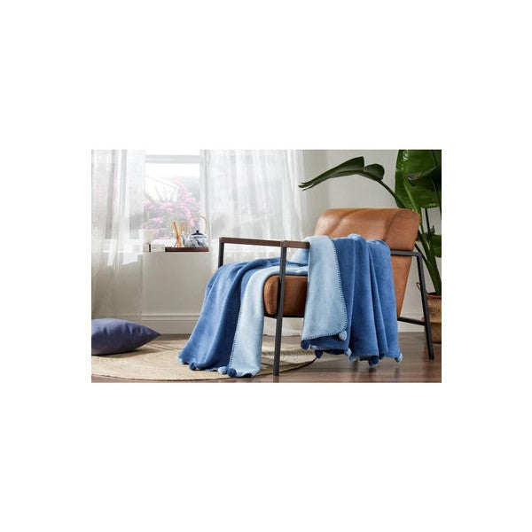 Özdilek Blanket Cotton Colourist Pompom Blue-Light Blue 150X200 150 X 200