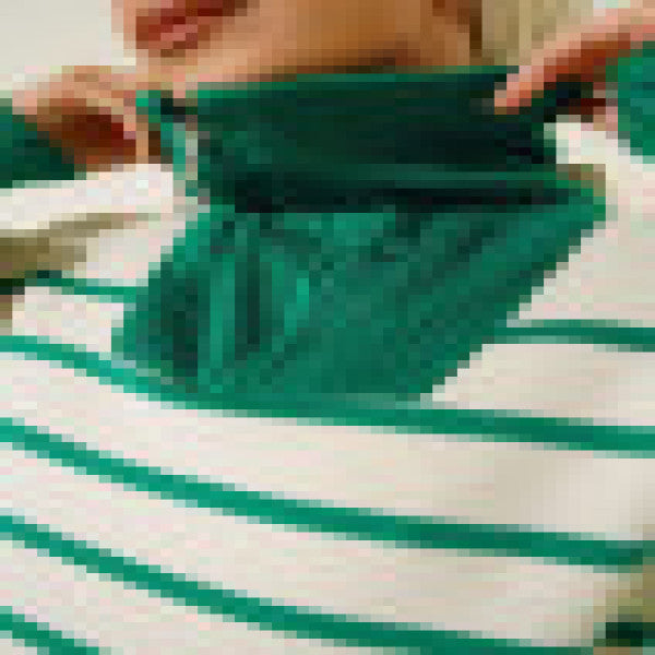 High Collar Striped Knitwear Double Suit Green