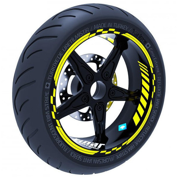 Fluorescent Yellow Moto Gp Inner Outer Rim Strip Team Sticker Çınar Extreme