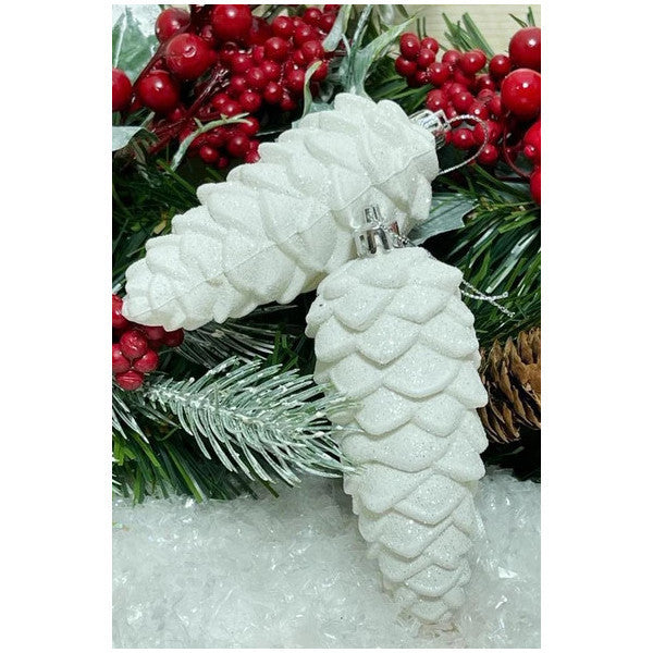 Beysüs Christmas Pine Tree Decoration Latex Cone 12 Cm 2 Pieces White