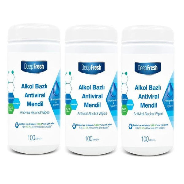 Deep Fresh Alcohol Antiviral Wet Wipes Boxed 3 X 100 Sheets