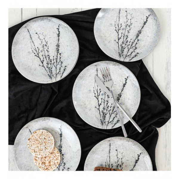 Keramika Black Little Flower Cake Plate 20 Cm 6 Pieces 20974