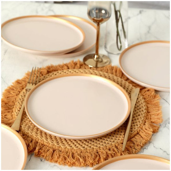 Keramika Nordic Gold Matte Cream Cake Plate 22 Cm 6 Pieces - 950