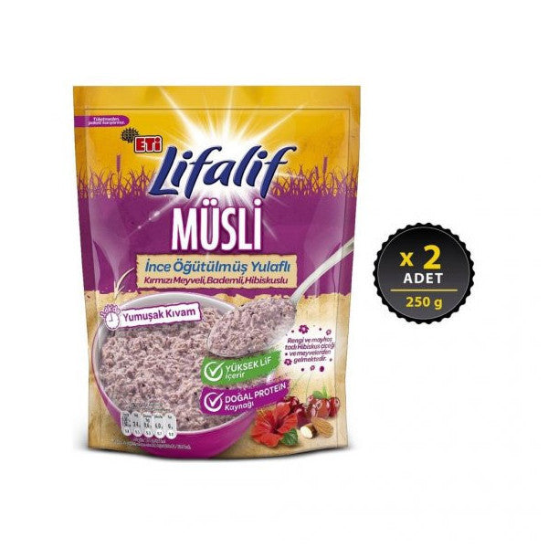 Eti Lifalif Finely Ground Muesli With Hibiscus 250 G X 2 Pieces