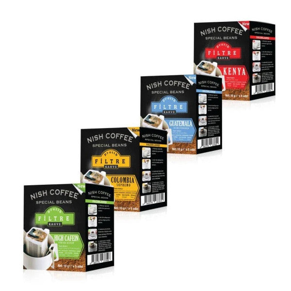 Nish Practical Filter Coffee Colombia - Guatemala - Kenya - High Caffeine 4 Pack