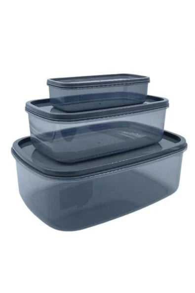 Vos Versa 3-Piece Rectangular Smoked Transparent Leakproof Lockable Food Storage Container Set Vvhm0001