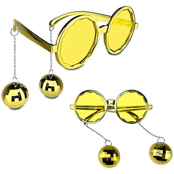 Disco Ball Earring Party Glasses Gold Color