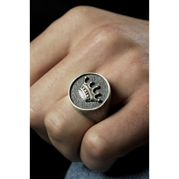 Silver King Crown Figured Men's Ring