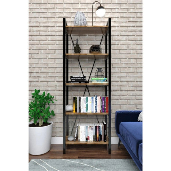 Evdesa Metal Bookcase Decorative Shelf Home Office Shelf Book File Shelf 180X60 Cm 5 Shelves Atlantic Pine