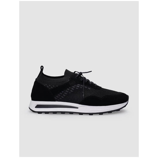 Knitted Black Lace-Up Men's Sneakers