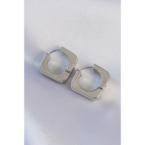 Brass Silver Color Square Earring