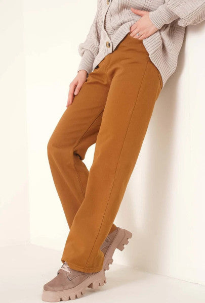 Tube Leg Tan Jean Trousers