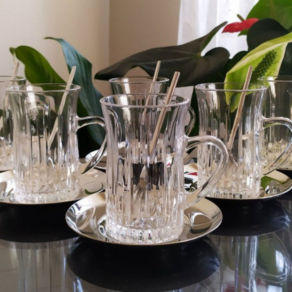 Pasabahce 55613 Mila Lisbon Tea Glass Set with Handle - for 6 Persons
