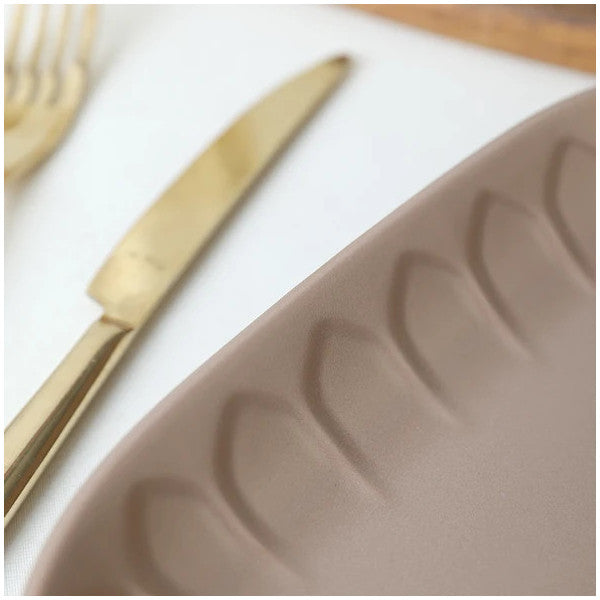 Keramika Matte Earth Taupe Almond Boat Plate 22 Cm 2 Pieces 977