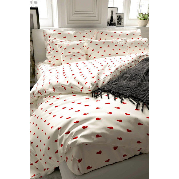 Red Heart Double Duvet Cover Set Cotton