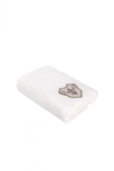 Ecocotton Ayliz Hand and Face Towel 100 Organic Cotton Embroidered Cream 50X90 Cm
