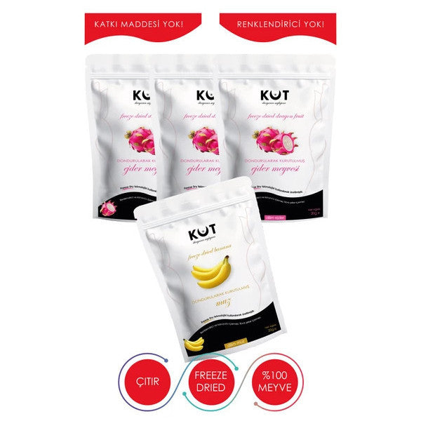 Freeze Dried Banana And Dragon Fruit - Freeze Dried White Dragon Fruit (3 X 20 G) + Banana (1 X 20 G)