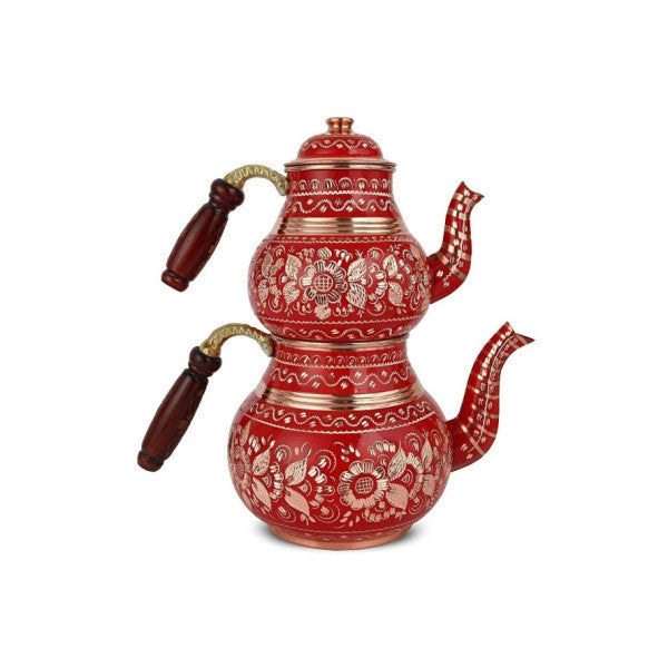 Decorative Handmade Large Red Copper Chubby Teapot