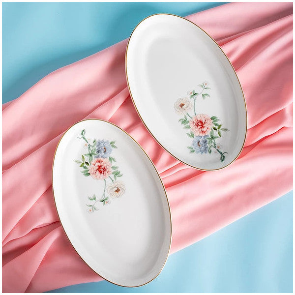 Porsima 800485 Bonechinaporselen Serving Plate 2-Piece Presentation Boat Plate Presentation Set Food Service Presentation Plate