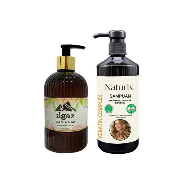 Salt-Free Keratin Shampoo Herbal Care Shampoo 600 Ml + Liveliness Perfumed Liquid Soap 475 Ml