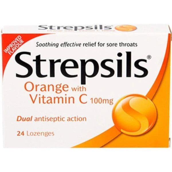 Strepsils Orange & Vitamin C Flavored 24 Lozenges