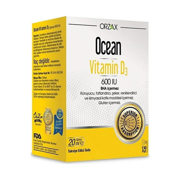 Orzax Ocean Vitamin D3 600 Iu Spray 20 Ml