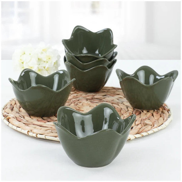 Keramika Dark Green Lily Snack Bowl 12 Cm 6 Pieces