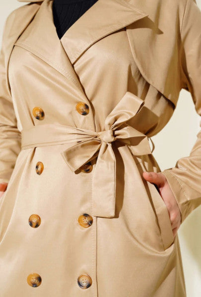 Eight Button Belted Trench Coat Latte