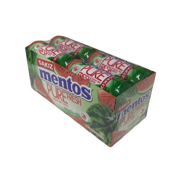 Mentos Pure Fresh Watermelon Flavored Dragee Gum 30 Gr X 12 Pieces