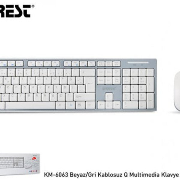 Everest KM-6063 White-Grey Wireless Q Multimedia Keyboard + Mouse Set