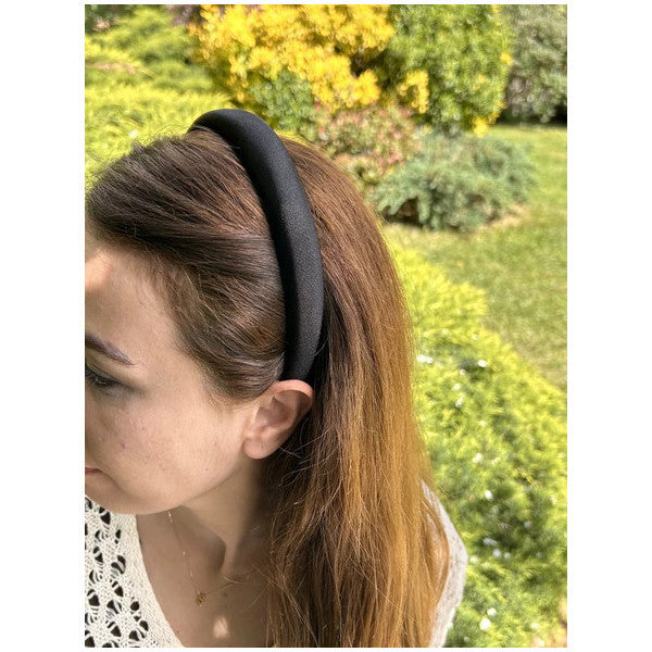 Bym490 Satin Thin Black Hair Accessory Casual Soft Hand-Stitched Women's Hair Crown