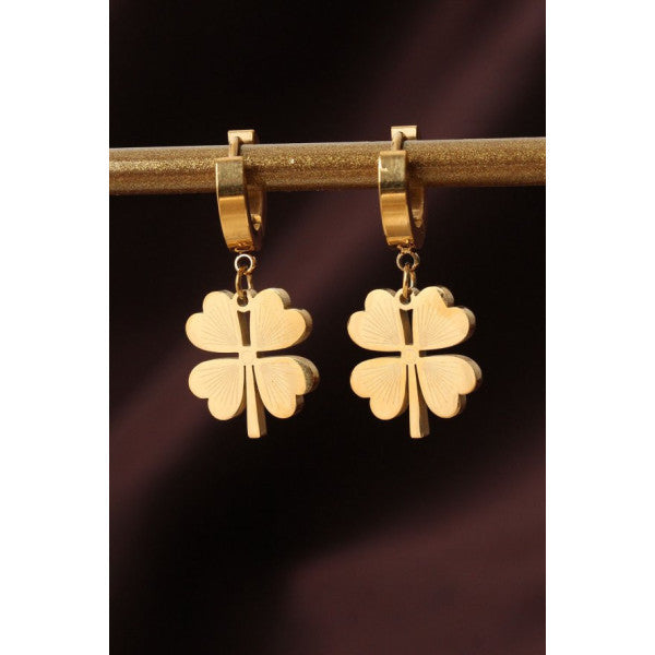 316L Steel Gold Color Clover Earring