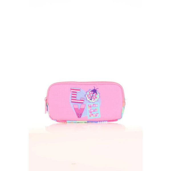 Kaukko Kids 3 Compartment Pencil Bag Paterned Love Pink L8149