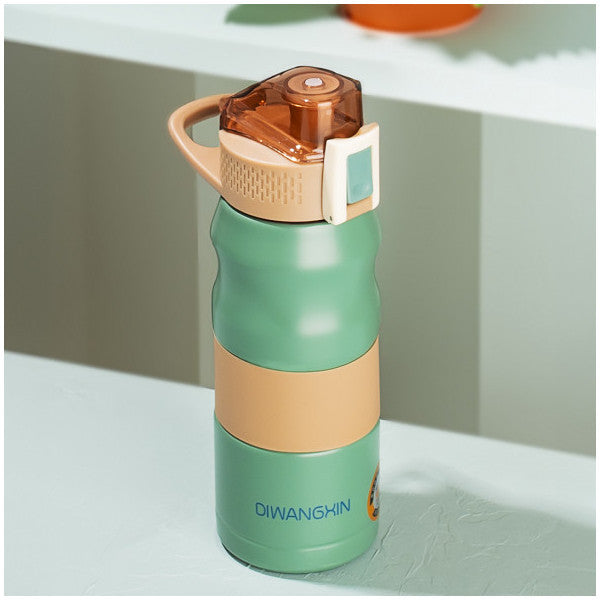 Cooker 1393-4 Stainless Steel Leakproof Double Layer Insulated Tea Coffee Thermos Green 350 Ml