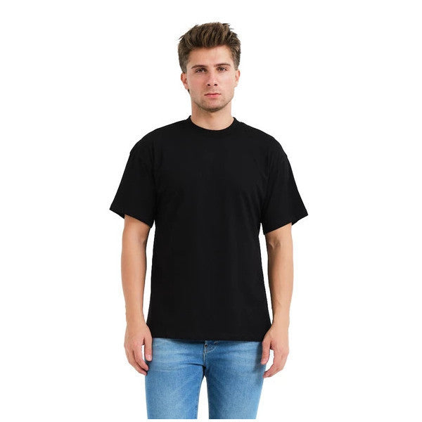 Justever 100% Cotton Oversize Fit Crew Neck Black Men's T-Shirt - Alpha