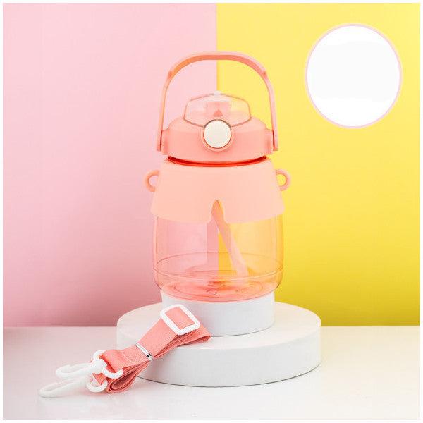 Porsima 21.0007 Straw Hanging Water Bottle Sticker Gift Water Bottle - Pink 1000 Ml