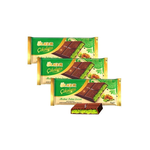 Ulker Famous Dubai Flavor Dubai Chocolate 93 Gr X 3 Pieces