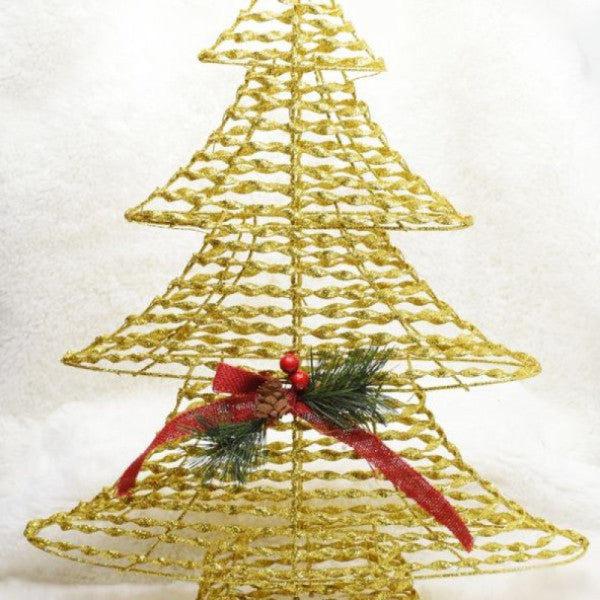 Gold Decorative Wire 3D Pine Tree Ornament Xl Christmas Ornament