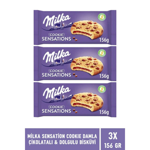 Milka Sensations Chocolate Chip & Filled Cookies 156 Gr - 3 Pieces